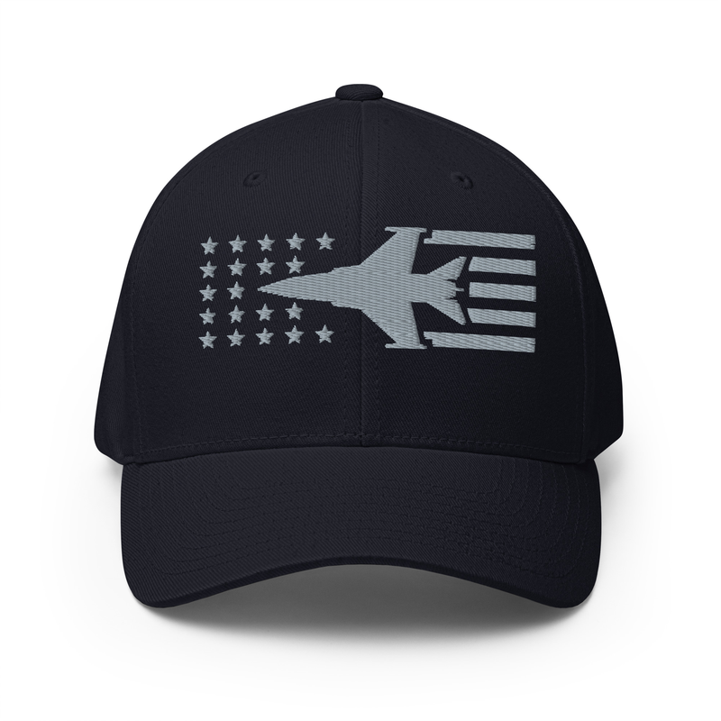 F16 Fighter Jet Stars And Stripes Embroidered Cap