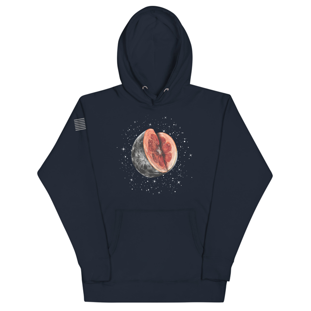 Celestial Fruit Unisex Hoodie in Navy Blazer, product photo