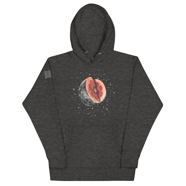 Celestial Fruit Unisex Hoodie in Charcoal Heather, product photo