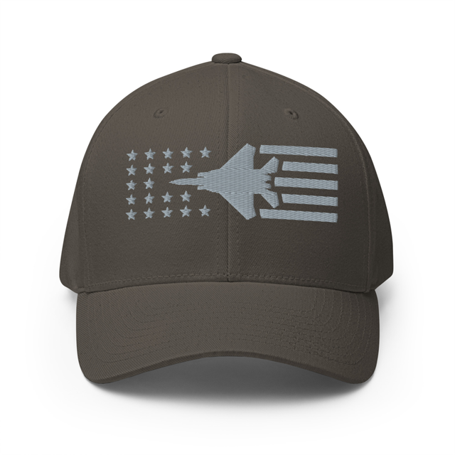 F15 Fighter Jet Stars And Stripes Embroidered Cap in Dark Grey, product photo