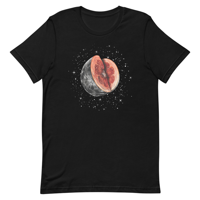 Celestial Fruit t-shirt in black, product mockup