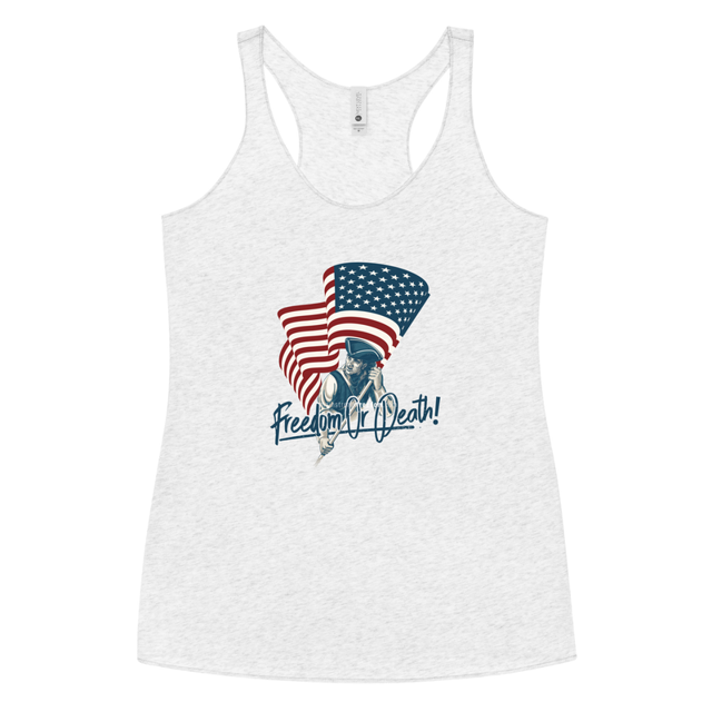 Freedom or Death Women's Tank Top in heather white, product mockup