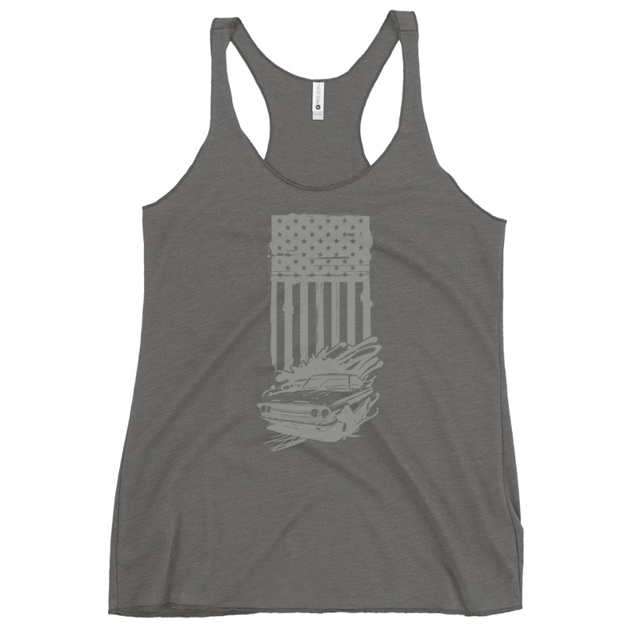 American Flag and Car Women's Tank Top in premium heather, product mockup