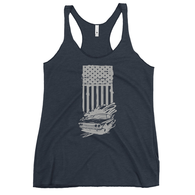 American Flag and Car Women's Tank Top, second view