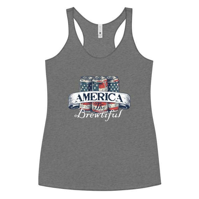 America The Brewtiful Women's Tank Top in premium heather, product mockup
