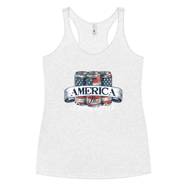 America The Brewtiful Women's Tank Top in heather white, product mockup