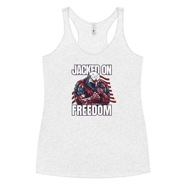 Jacked on Freedom Women's Tank Top, Heather White colorway, product mockup