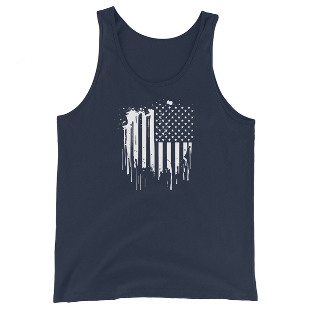 Grunge American Flag Silhouette Men's Tank Top, second view