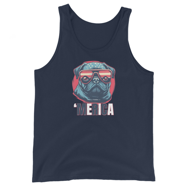 Merica tank top in Navy, product mockup