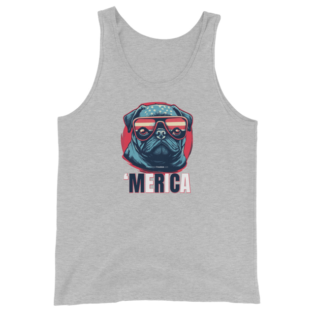 Merica tank top in Athletic Heather, product mockup