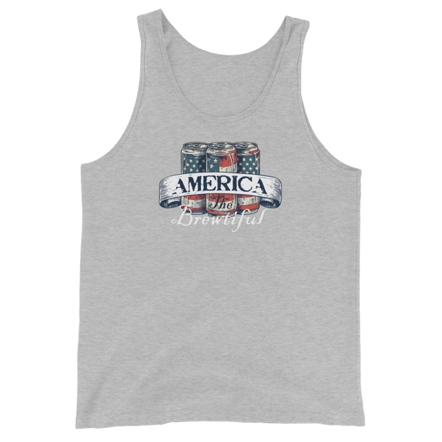America The Brewtiful tank top in Athletic Heather, product mockup