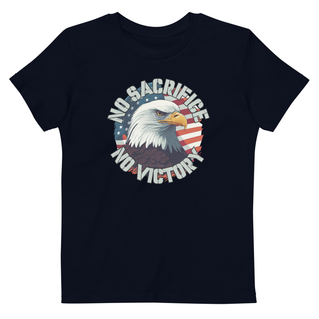 No Sacrifice No Victory kids t-shirt in French Navy, product mockup