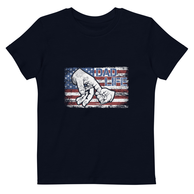 Dad Life kids t-shirt in French Navy, product mockup
