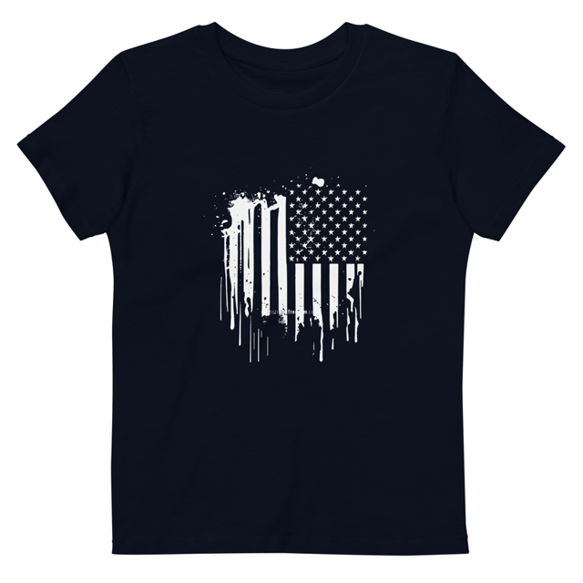 American Flag kids t-shirt in French Navy, product mockup