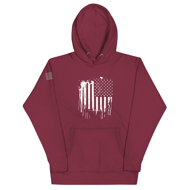 American Flag Unisex Hoodie in maroon, product mockup