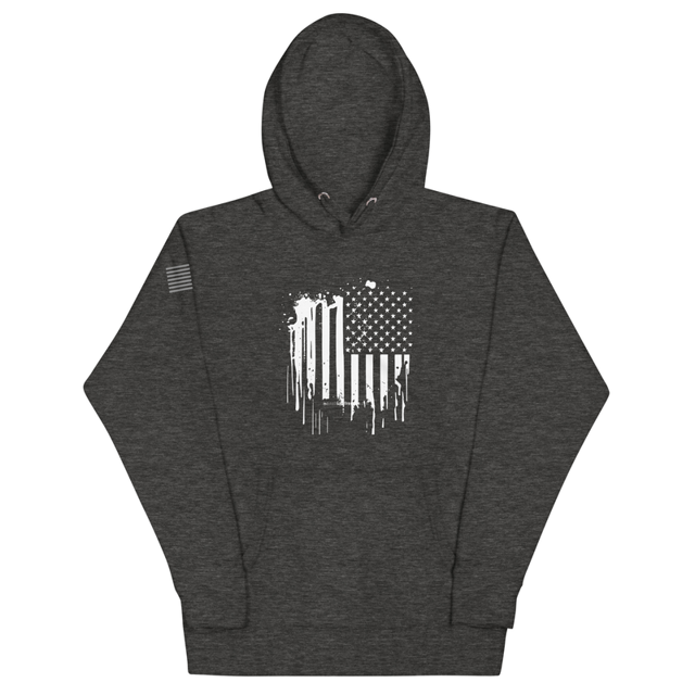 American Flag Unisex Hoodie in charcoal heather, product mockup