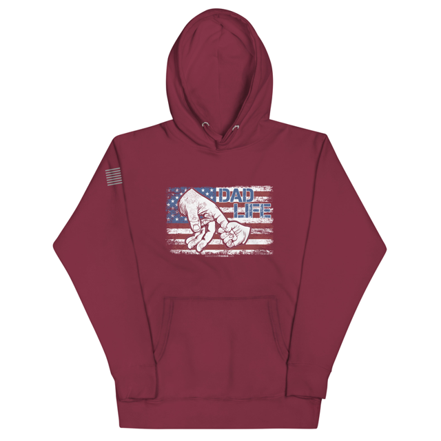 Dad Life Unisex Hoodie in maroon, product mockup