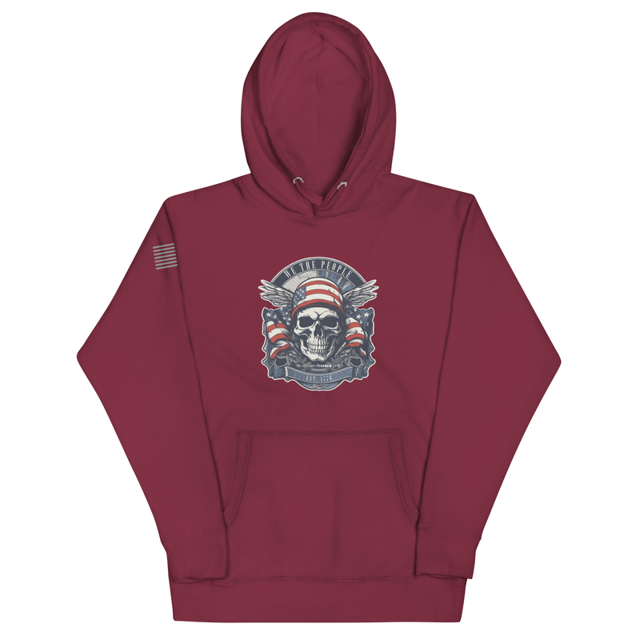 We The People Est. 1776 hoodie in Maroon colorway, product mockup