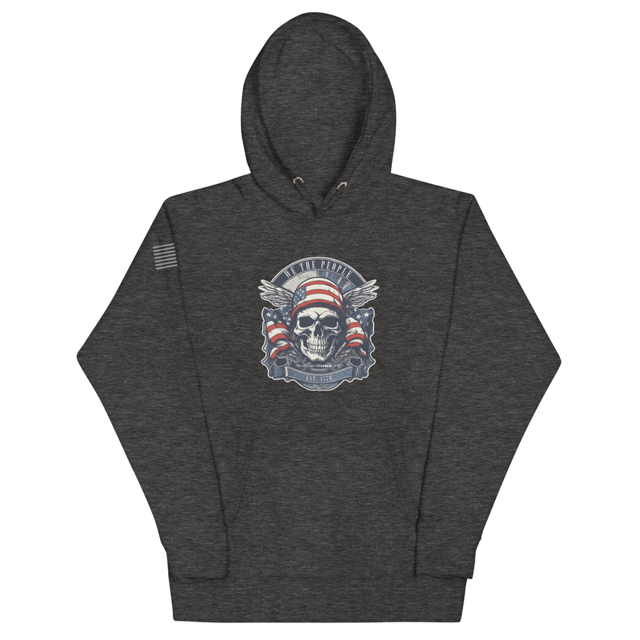 We The People Est. 1776 hoodie in Charcoal Heather colorway, product mockup