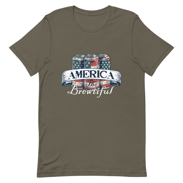 America The Brewtiful t-shirt in Army colorway, product mockup
