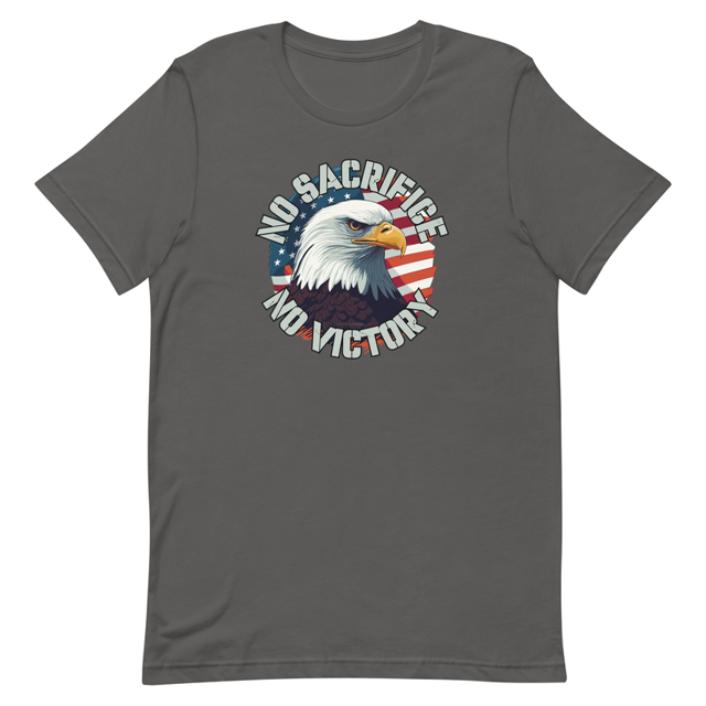 No Sacrifice No Victory t-shirt in Asphalt colorway, product mockup
