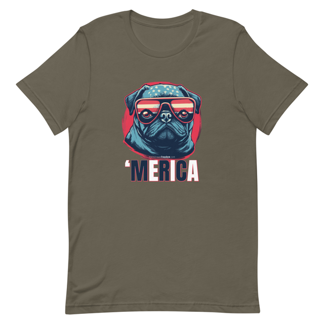 Merica t-shirt in Army colorway, product mockup