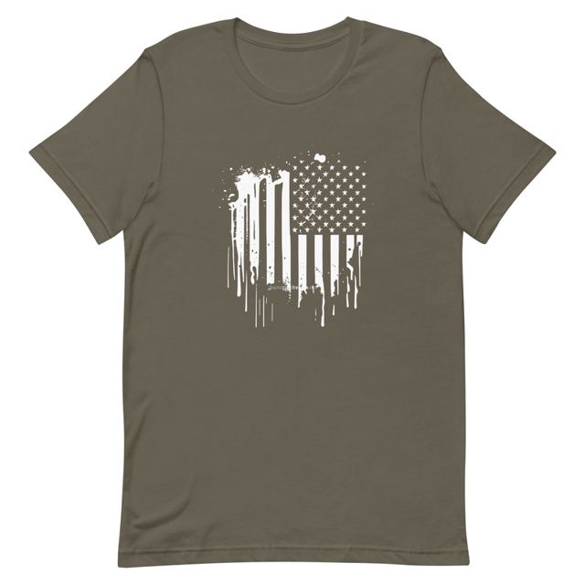 American Flag t-shirt in Army colorway, product mockup