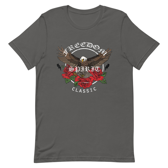 Freedom Spirit t-shirt in Asphalt colorway, product mockup