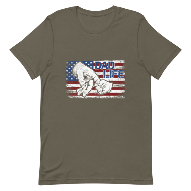 Dad Life t-shirt in Army, product mockup