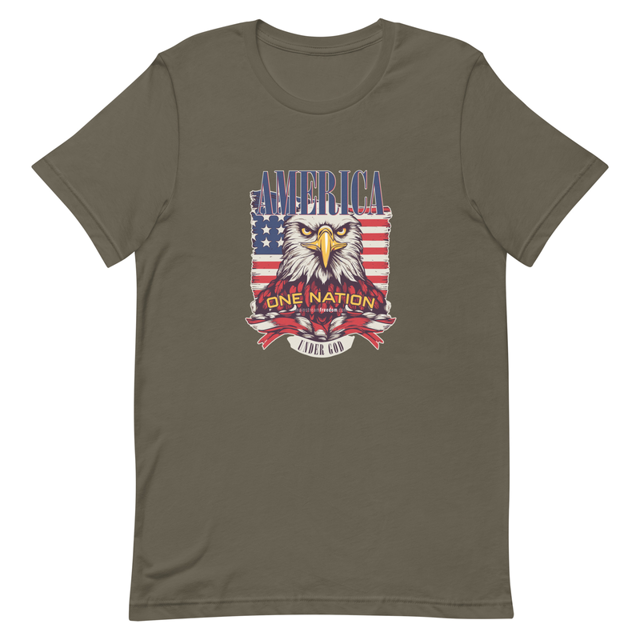 America One Nation Under God t-shirt in Army, product mockup