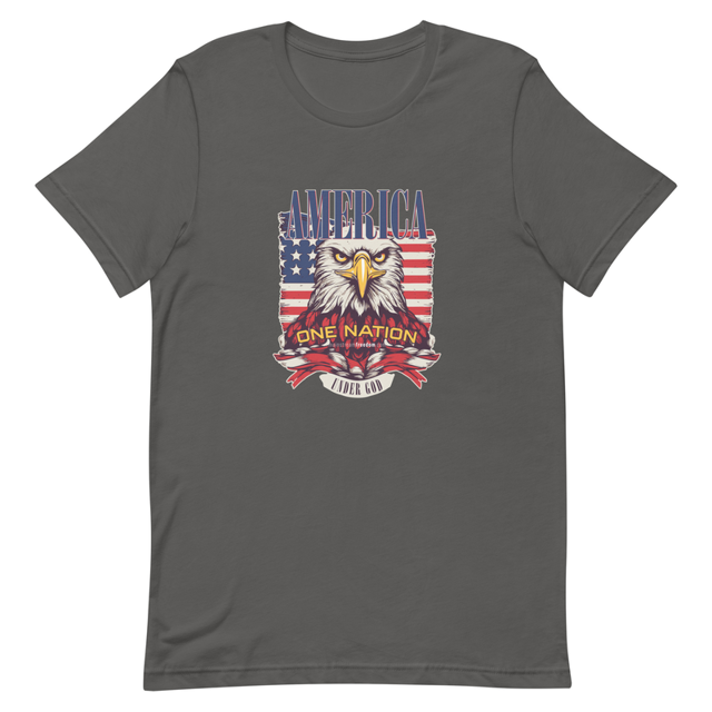 America One Nation Under God t-shirt in Asphalt, product mockup