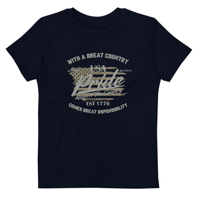 With A Great Country Comes Great Responsibility Organic cotton kids t-shirt, second view