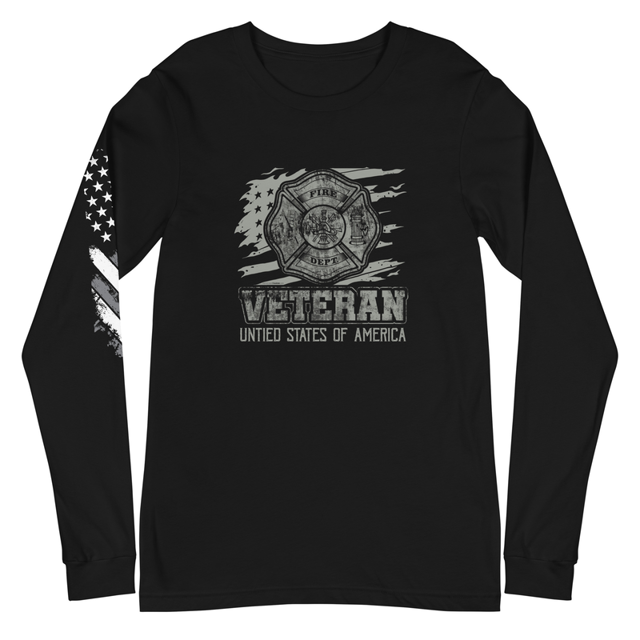 Veteran United States of America Unisex Long Sleeve Tee in black, product mockup