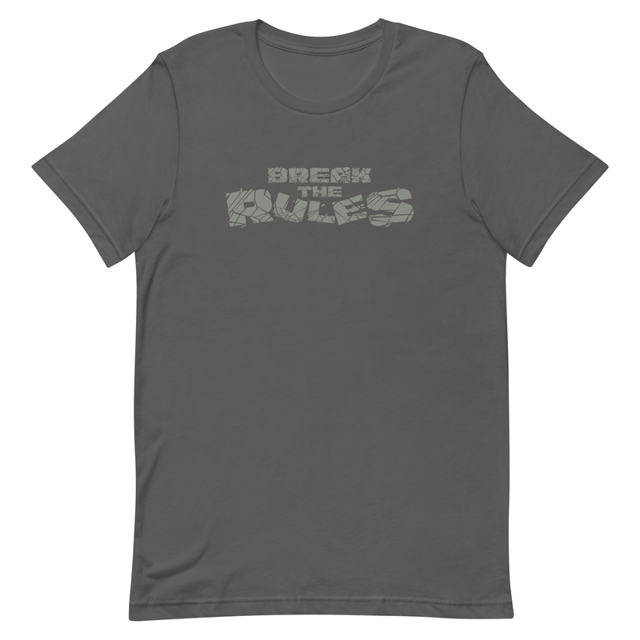 Break The Rules t-shirt in Asphalt, product mockup