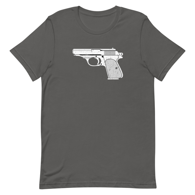 Hand Gun t-shirt in Asphalt, product mockup