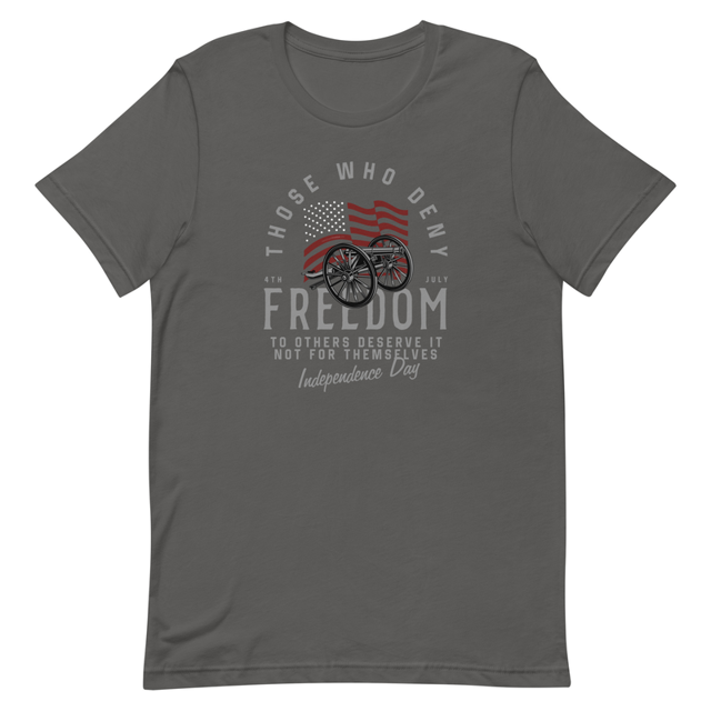 Those Who Deny Freedom To Others, Deserve It Not For Themselves t-shirt in Asphalt, product mockup