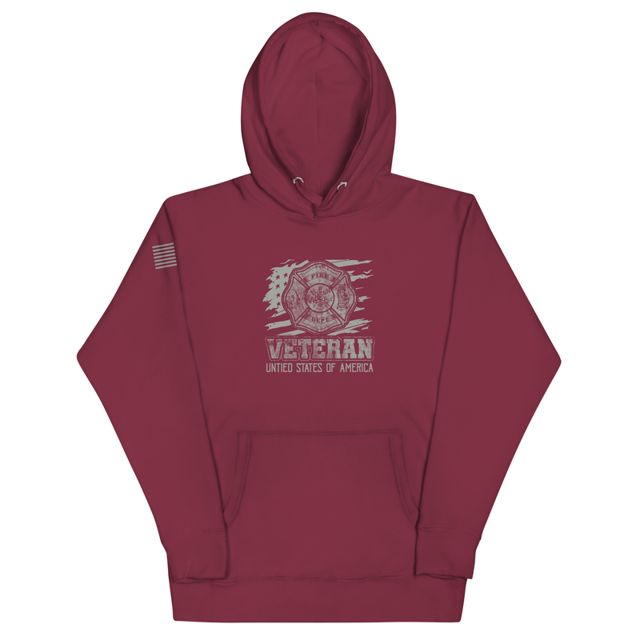 Veteran USA Unisex Hoodie in Maroon, product mockup
