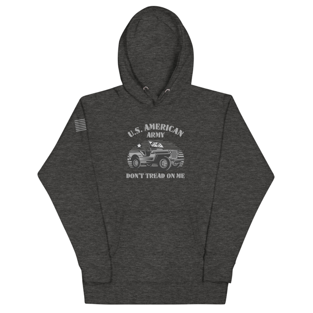 US American Army Don't Tread On Me hoodie in Charcoal Heather, product mockup