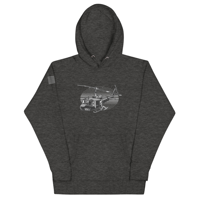 Helicopter hoodie in Charcoal Heather, product mockup