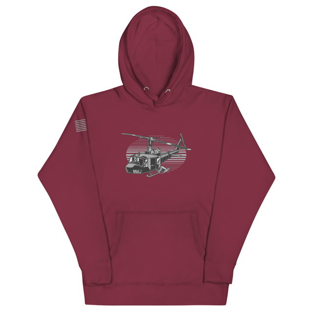 Helicopter hoodie in Maroon, product mockup