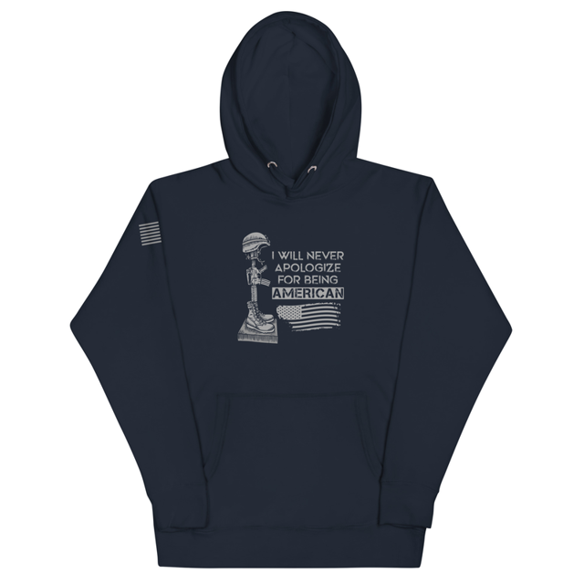 I Will Never Apologize For Being American Unisex Hoodie, second view