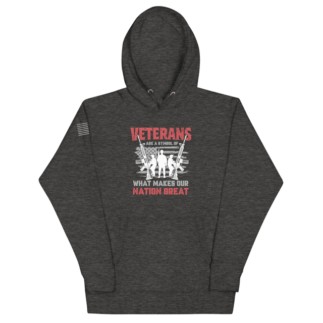 Veterans are a Symbol Of What Makes Our Nation Great hoodie in Charcoal Heather, product mockup