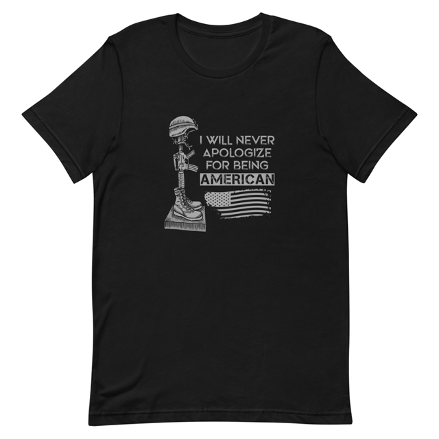 I Will Never Apologize For Being American Unisex t-shirt, second view