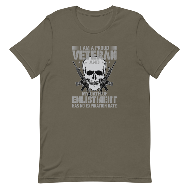 I Am A Proud Veteran t-shirt in Army, product mockup