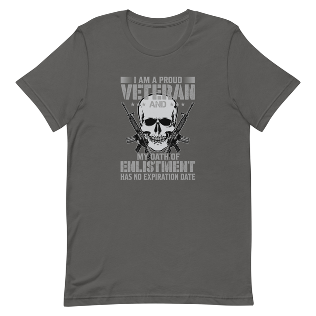 I Am A Proud Veteran t-shirt in Asphalt, product mockup