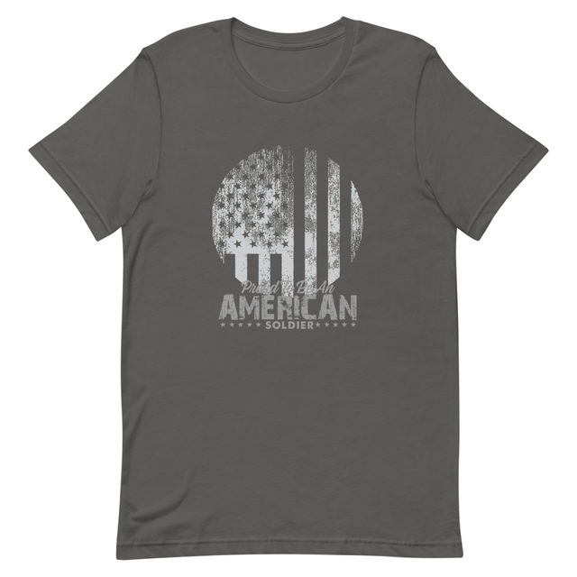 Proud To Be An American Soldier t-shirt in Asphalt, product mockup