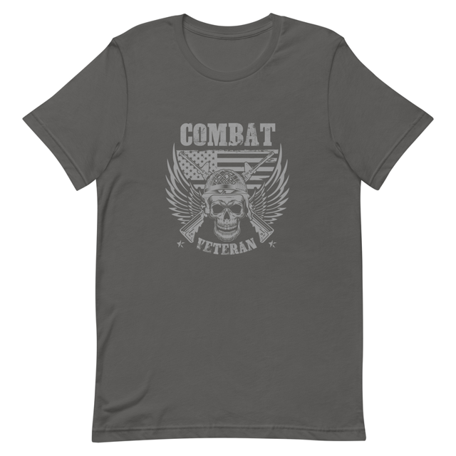 Combat Veteran Unisex t-shirt, product mockup, Asphalt colorway