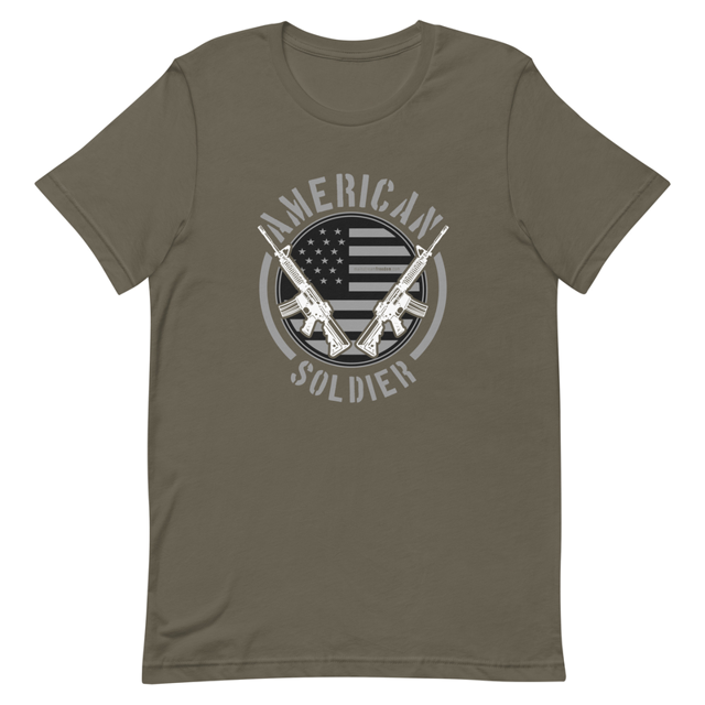 American Soldier Unisex t-shirt, product mockup, Army colorway