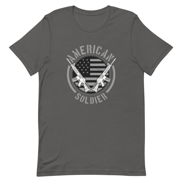 American Soldier Unisex t-shirt, product mockup, Asphalt colorway
