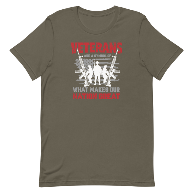 Veterans are a Symbol Of What Makes Our Nation Great Unisex t-shirt, product mockup, Army colorway